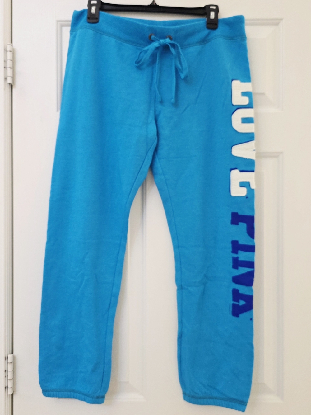 NWT PINK Y2K Victoria's Secret Turquoise Blue White Logo Drawstring Joggers - M